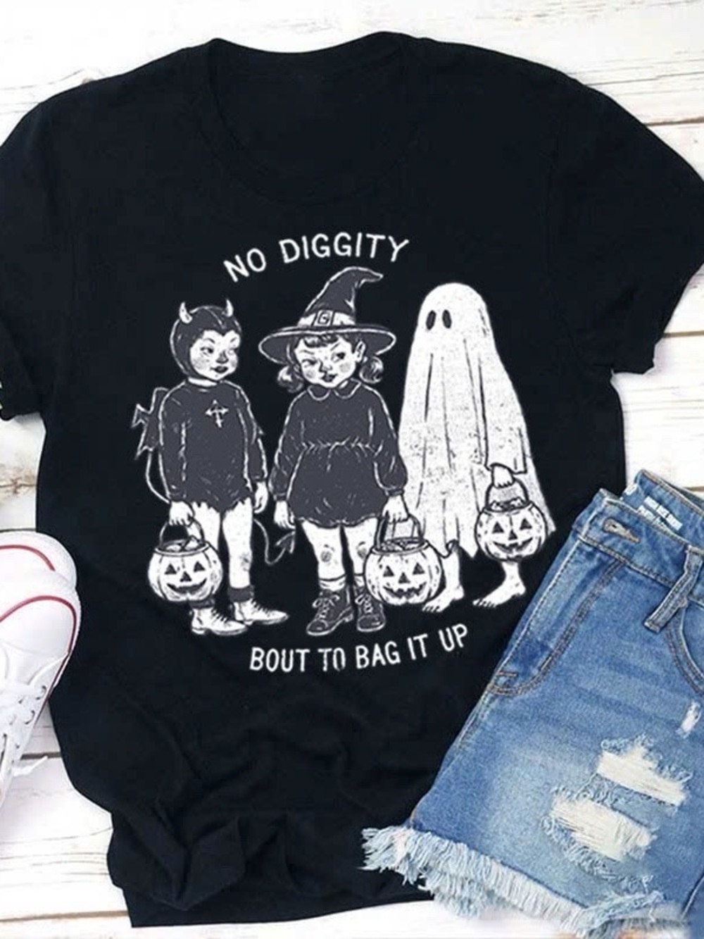 No Diggity Bout To Bag It Up Halloween Trick Or Treat Kids Teacher Shirt